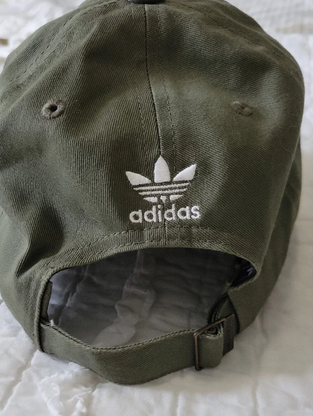 adidas Hat Olive Green & White Trefoil Logo Adjustable NWOT